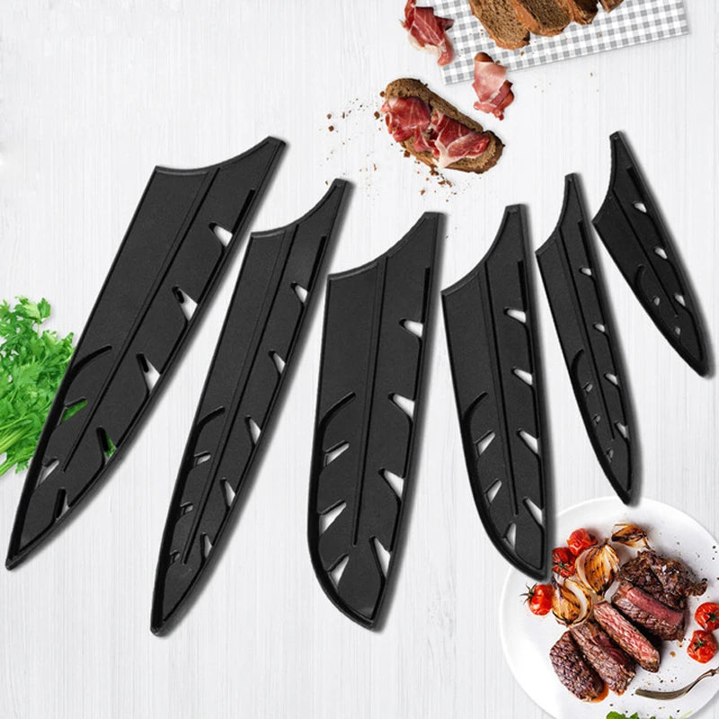 Plástico faca de cozinha lâmina de faca de aço inoxidável protetor capa para 3.5 5 7 8 polegadas faca 1pc preto faca capa cozinha ferramenta
