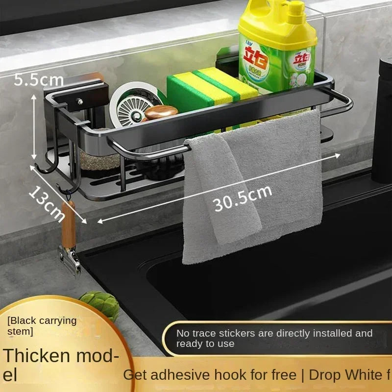 Novo estilo com bandeja espaço rack de armazenamento da cozinha pia dreno rack esponja organizador pendurado sabão escorredor prateleira prateleiras
