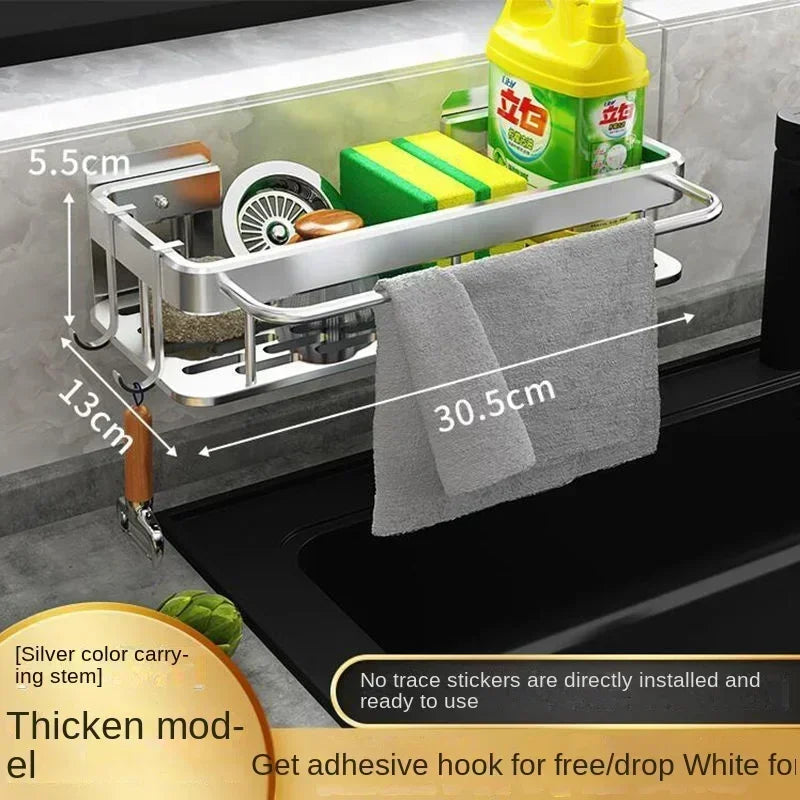 Novo estilo com bandeja espaço rack de armazenamento da cozinha pia dreno rack esponja organizador pendurado sabão escorredor prateleira prateleiras