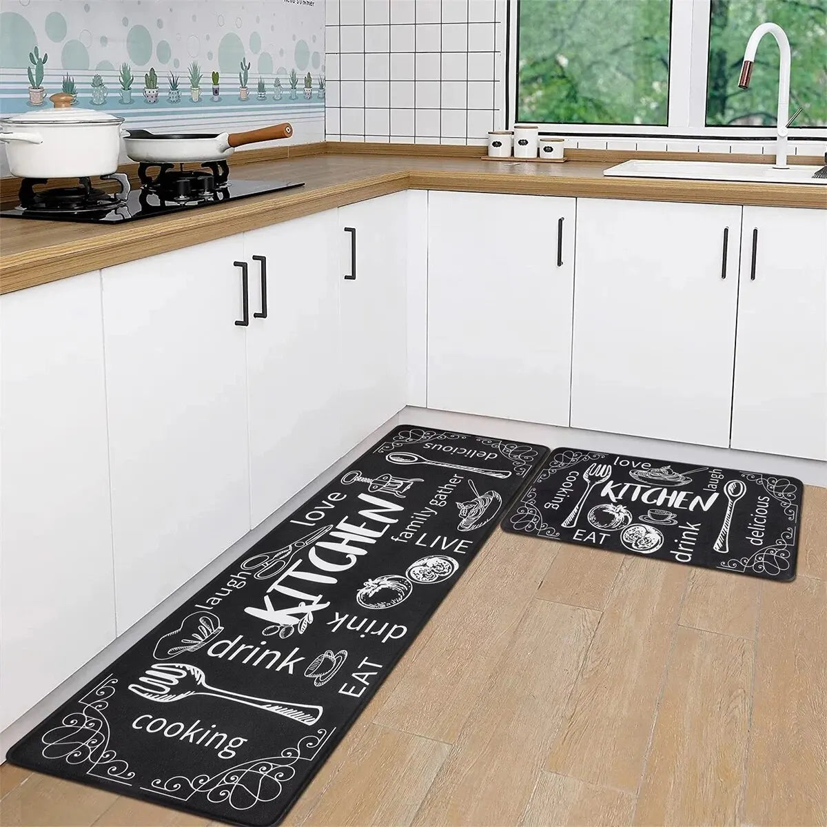 2 pçs/set moderno cozinha tapete longo família sala de estar quarto decoração tapete sala entrada resistente à sujeira porta