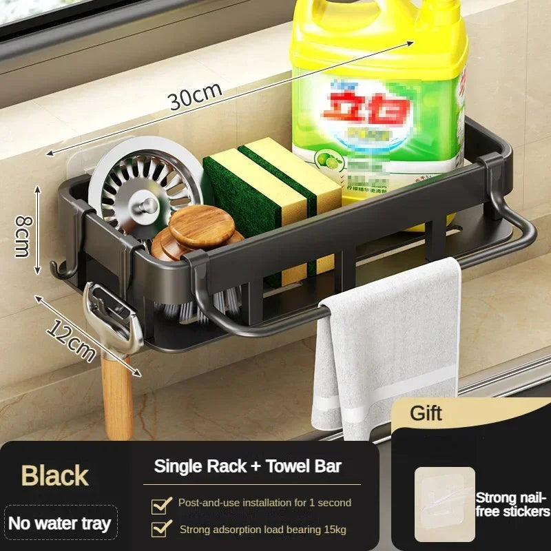 Novo estilo com bandeja espaço rack de armazenamento da cozinha pia dreno rack esponja organizador pendurado sabão escorredor prateleira prateleiras