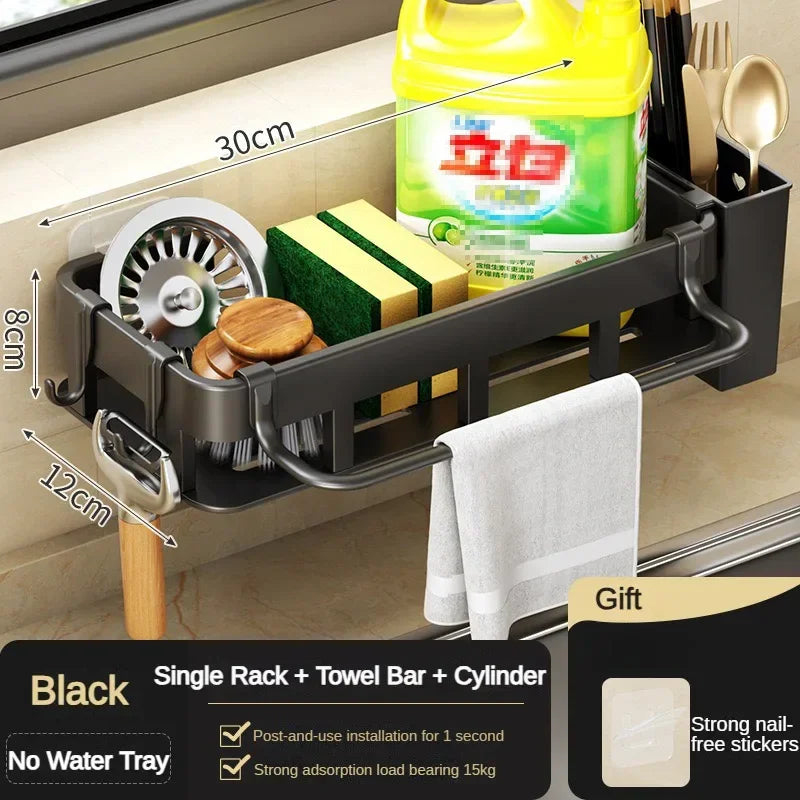 Novo estilo com bandeja espaço rack de armazenamento da cozinha pia dreno rack esponja organizador pendurado sabão escorredor prateleira prateleiras