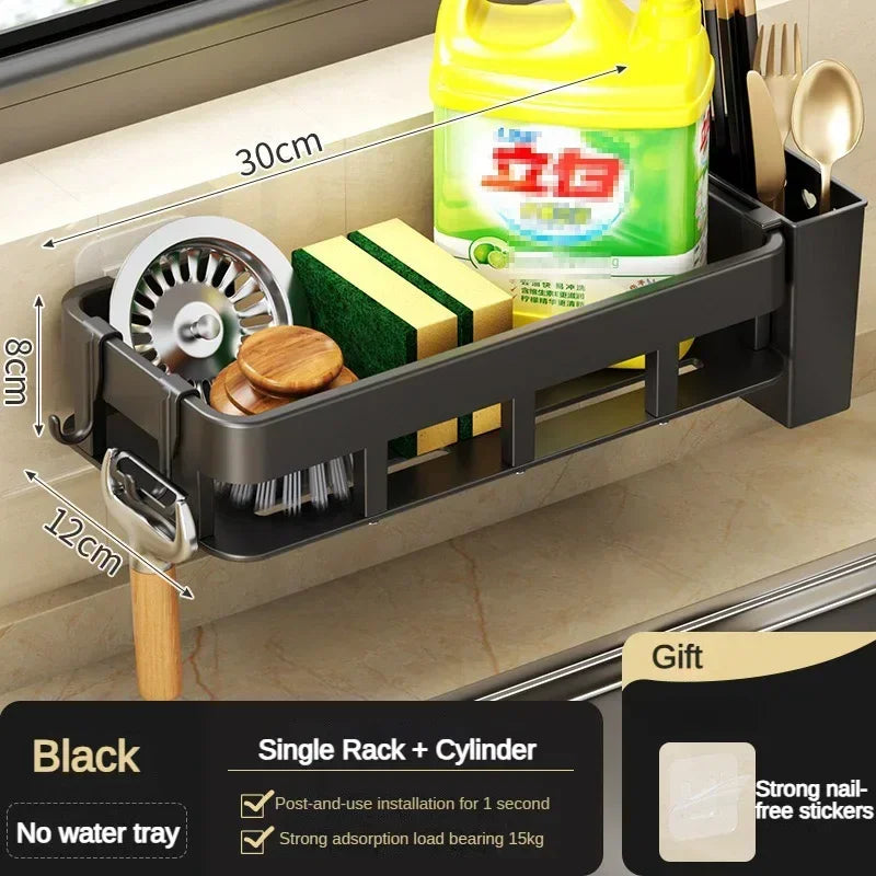 Novo estilo com bandeja espaço rack de armazenamento da cozinha pia dreno rack esponja organizador pendurado sabão escorredor prateleira prateleiras