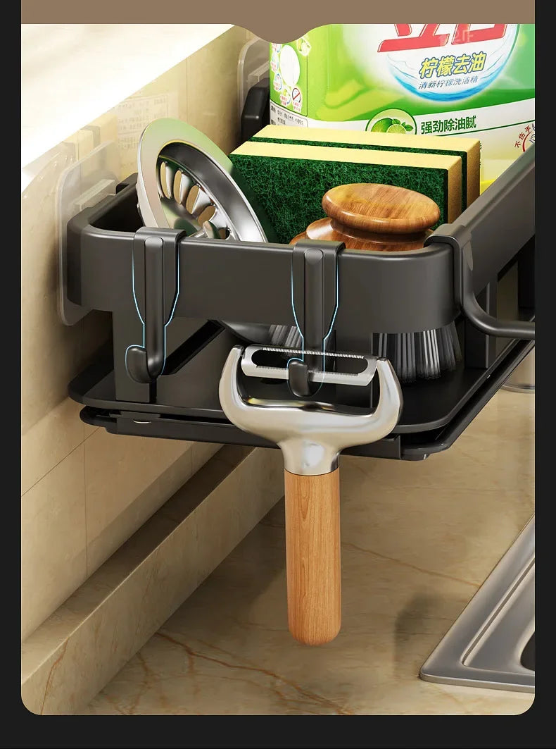 Novo estilo com bandeja espaço rack de armazenamento da cozinha pia dreno rack esponja organizador pendurado sabão escorredor prateleira prateleiras