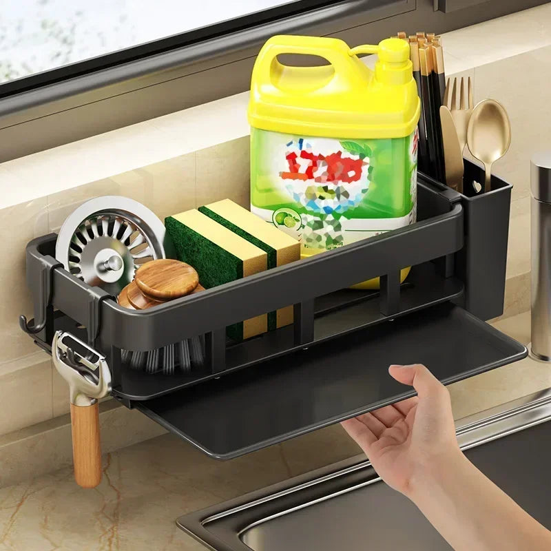 Novo estilo com bandeja espaço rack de armazenamento da cozinha pia dreno rack esponja organizador pendurado sabão escorredor prateleira prateleiras