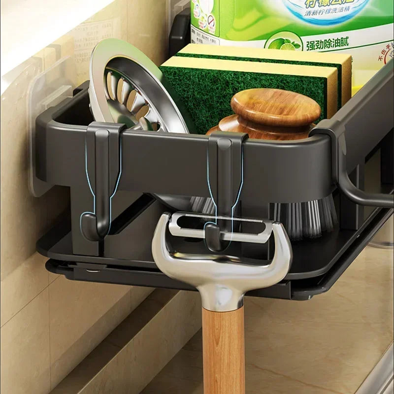 Novo estilo com bandeja espaço rack de armazenamento da cozinha pia dreno rack esponja organizador pendurado sabão escorredor prateleira prateleiras