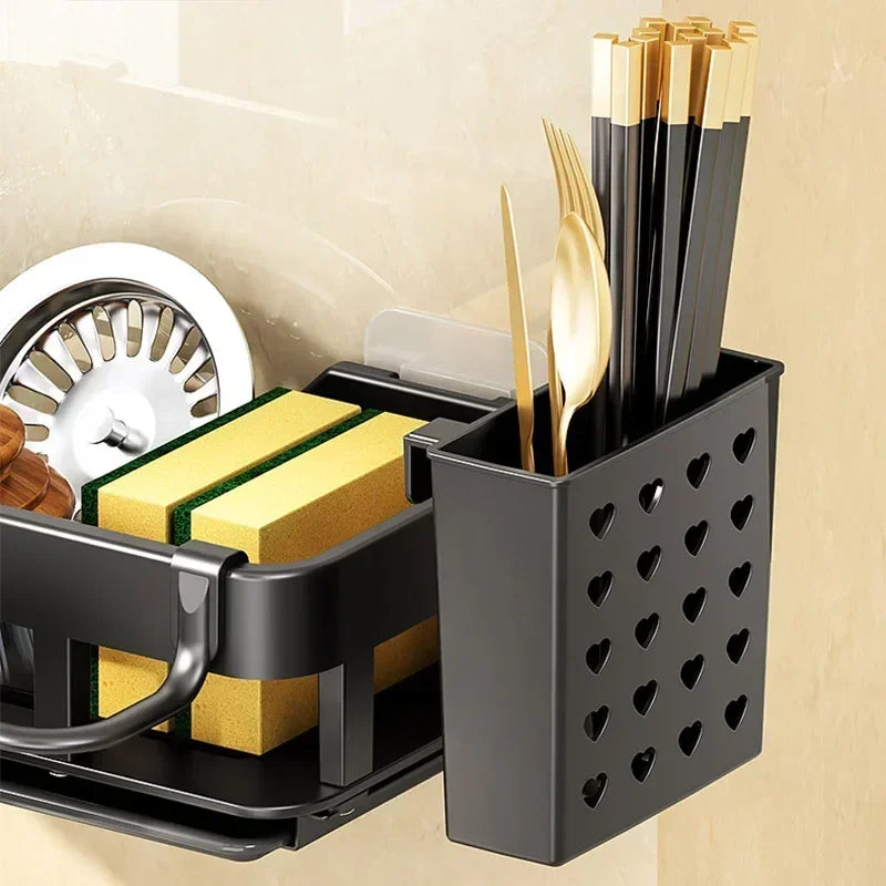 Novo estilo com bandeja espaço rack de armazenamento da cozinha pia dreno rack esponja organizador pendurado sabão escorredor prateleira prateleiras