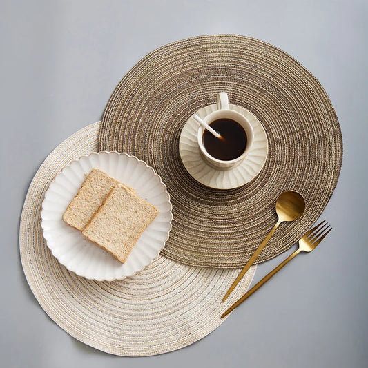 Round Woven Ramie Placemats, Anti Slip Mats Mesa De Jantar, Talheres Antiderrapantes, Almofadas De Tigela, Coasters De Copo De Bebida De Cozinha, 1Pc